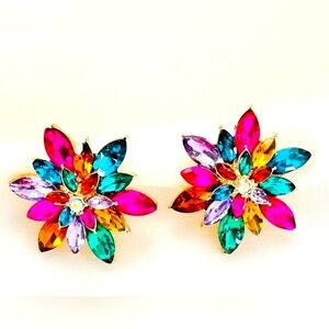 Multicolor Floral Statement Earrings
